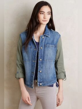 Anthropologie Pilcro Denim Military Jacket Size XS